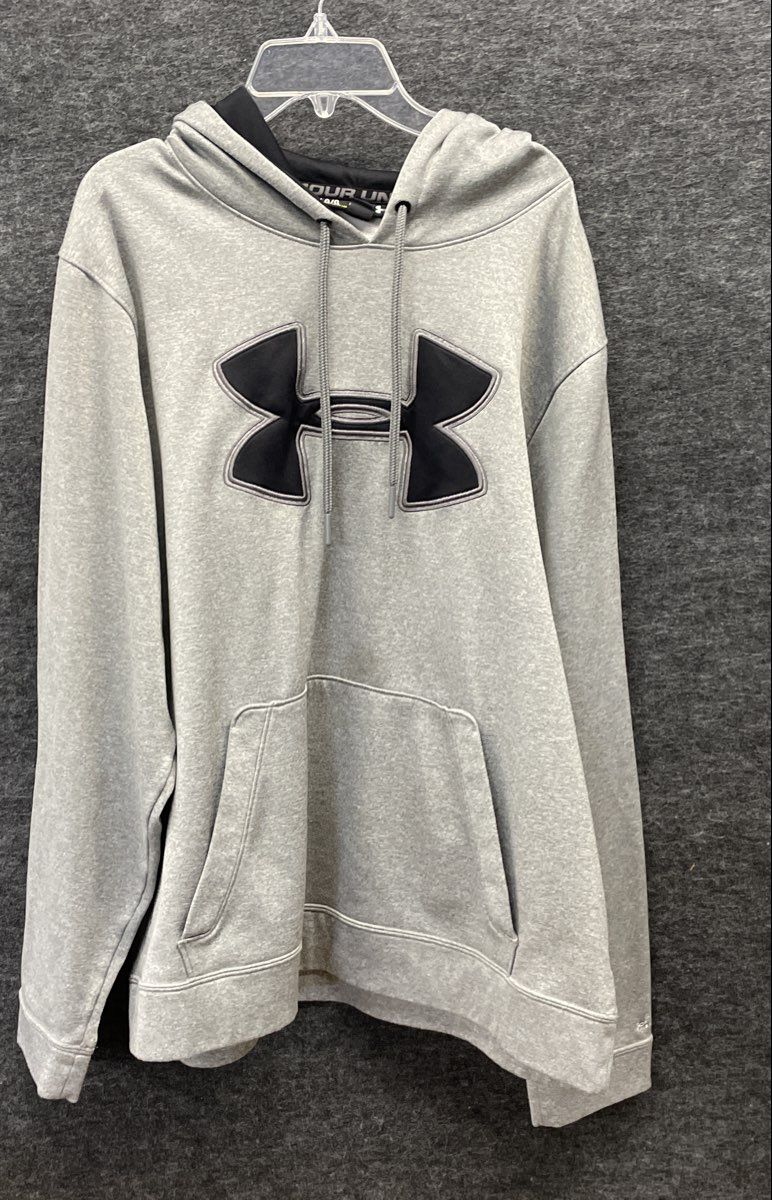 Under Armour Men's Gray Big Logo Loose Fit Hoodie Sweatshirt Sz LG