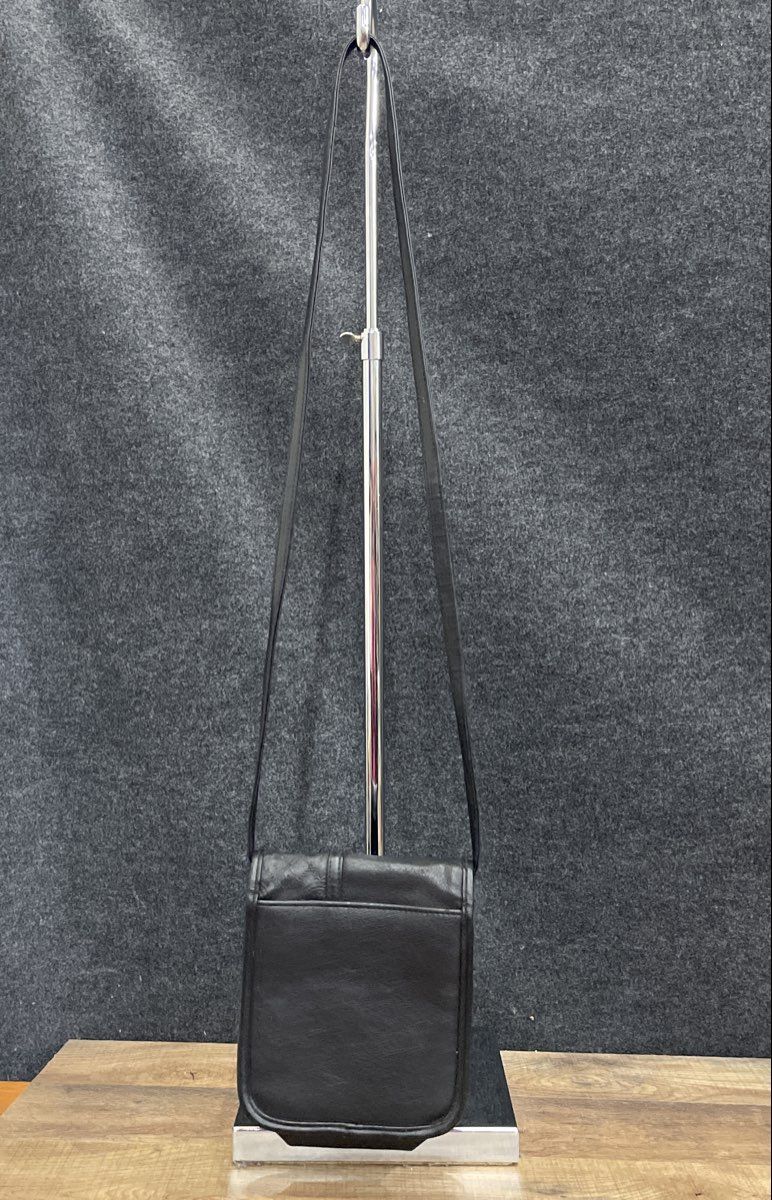 Monique Black Leather Satchel Crossbody Bag Embossed Patchwork Vintage