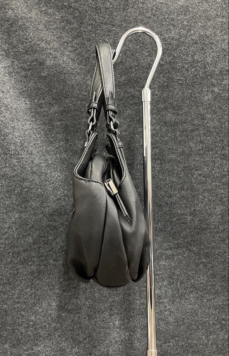 Simply Vera Vera Wang Black Leather Studded Hobo Shoulder Bag Silver Hardware