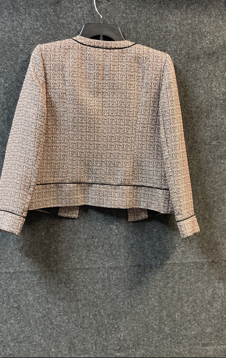 Tahari Arthur S. Levine Women's Petite Tweed Open Front Cropped Jacket Sz 6P