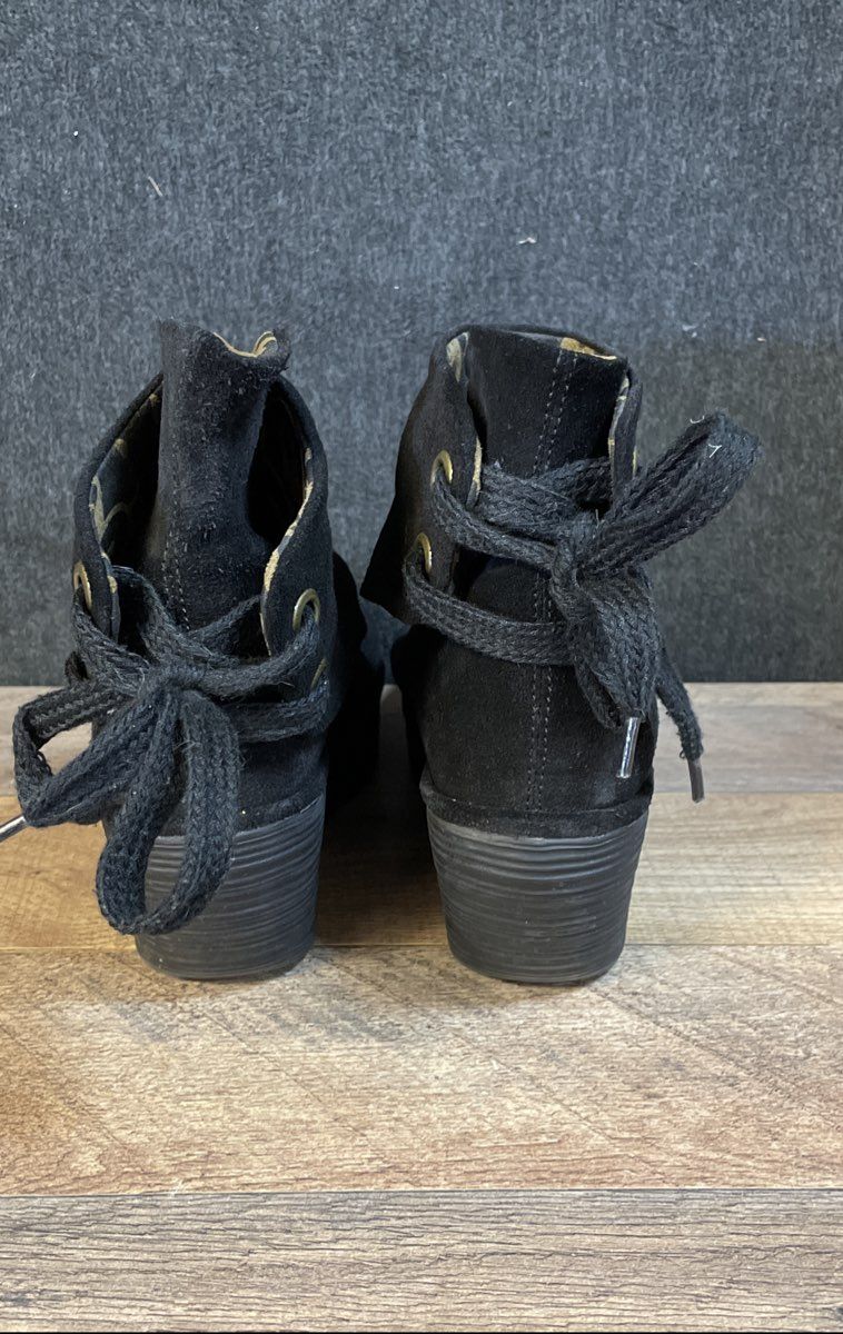 Fly London Yip Black Suede Wedge Ankle Boots Size 39