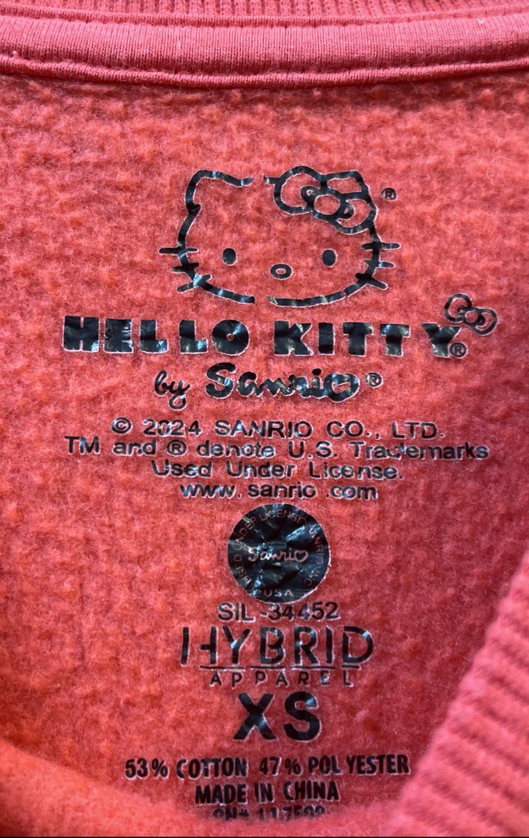 Hello Kitty by Sanrio Girls Red Allover Bow Print Graphic Sweatshirt Sz XS