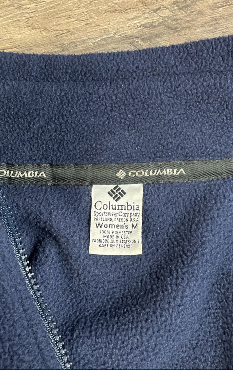 Vintage 90s Columbia Women's Blue Made in USA Full Zip Fleece Jacket Size M