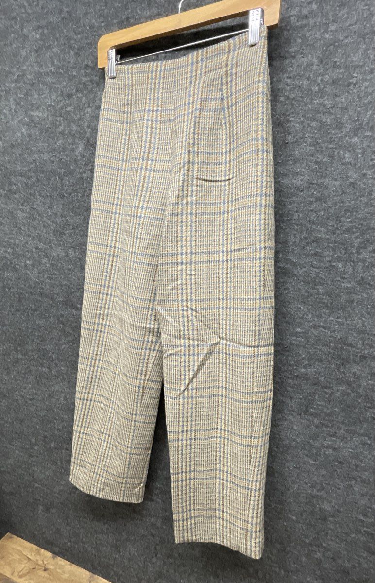 Talbots Women's Vintage 90s Plaid High Rise Tapered Pants Tan Blue Sz 2