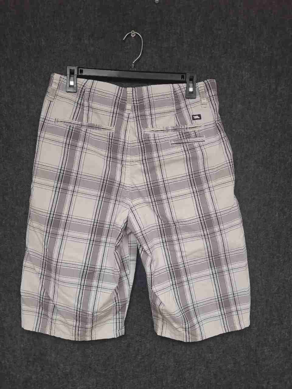 Tony Hawk Men's Grey White Plaid Flat Front Skate Shorts Size 30
