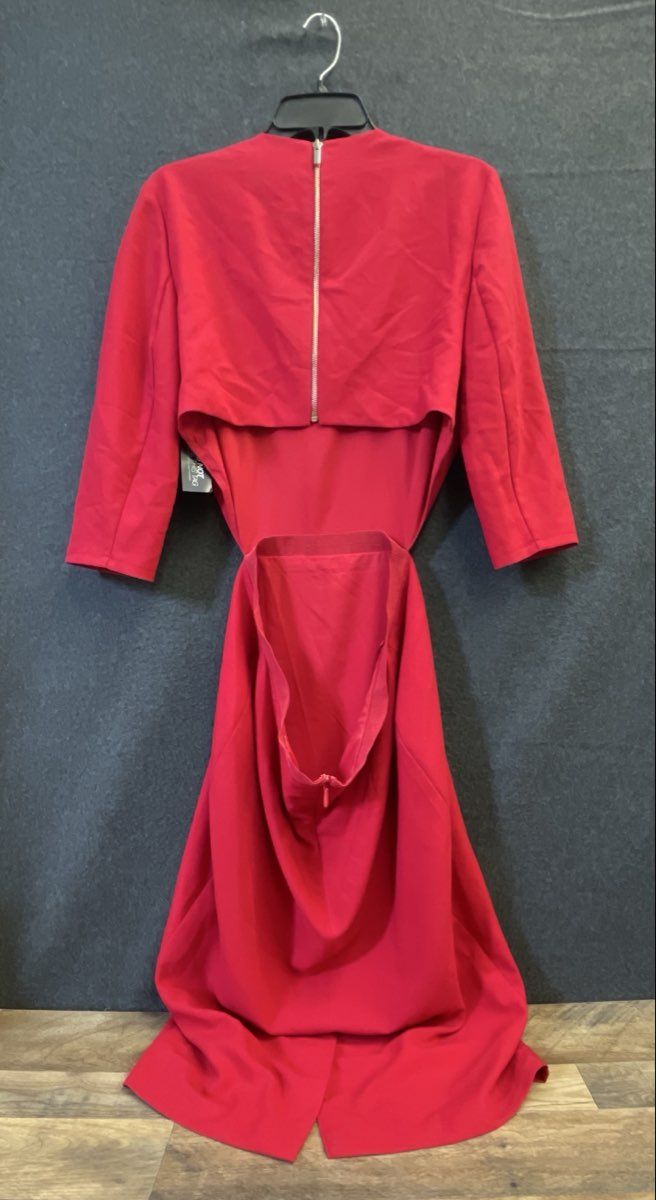 Gabrielle Union Women's Red Cutout Back Dress Exposed Zip 3/4 Sleeve Sz 12 NWT