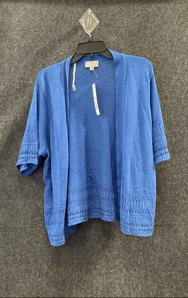 Joseph A. Women's True Blue Pointelle Knit Open Front Cardigan Vest Sz 2X NWT