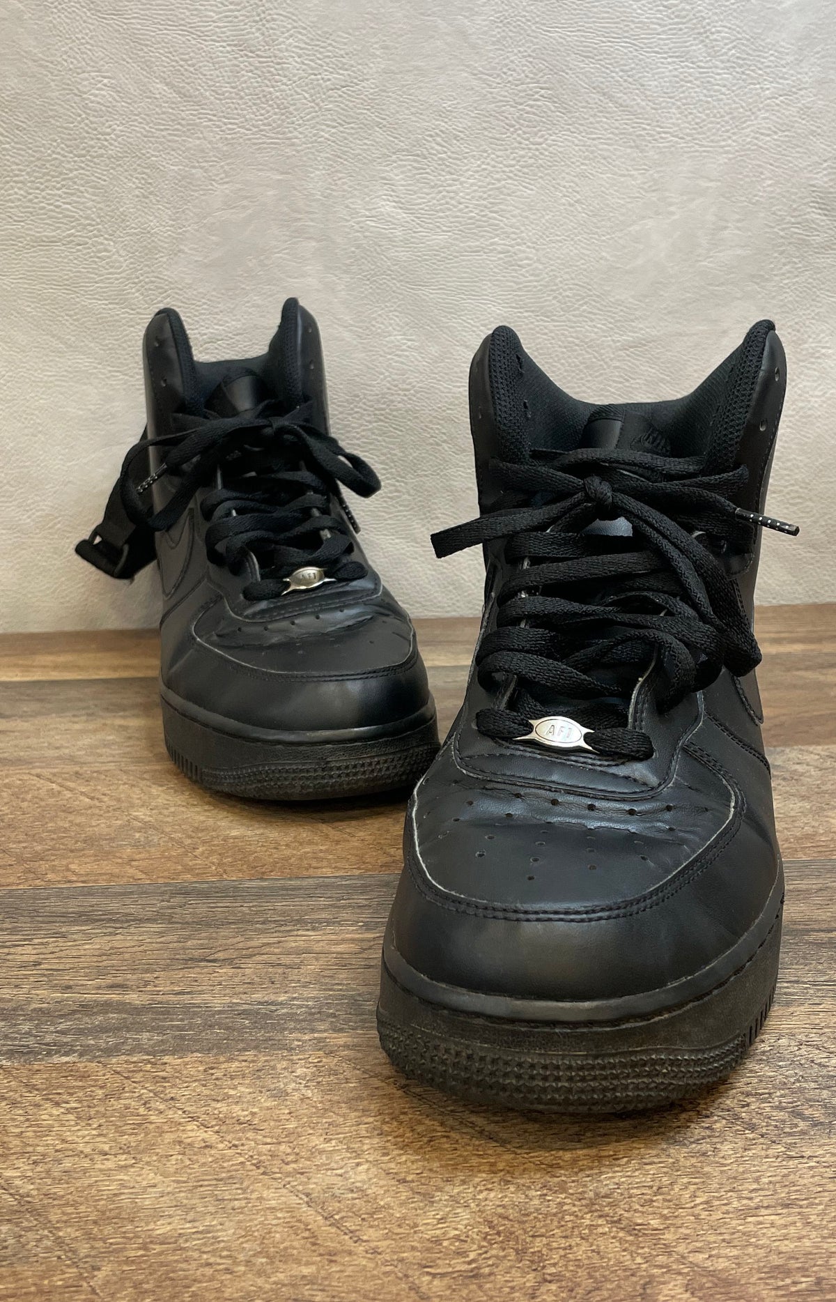 Nike Air Force 1 High '07 Triple Black Leather Sneakers Men's Size 10