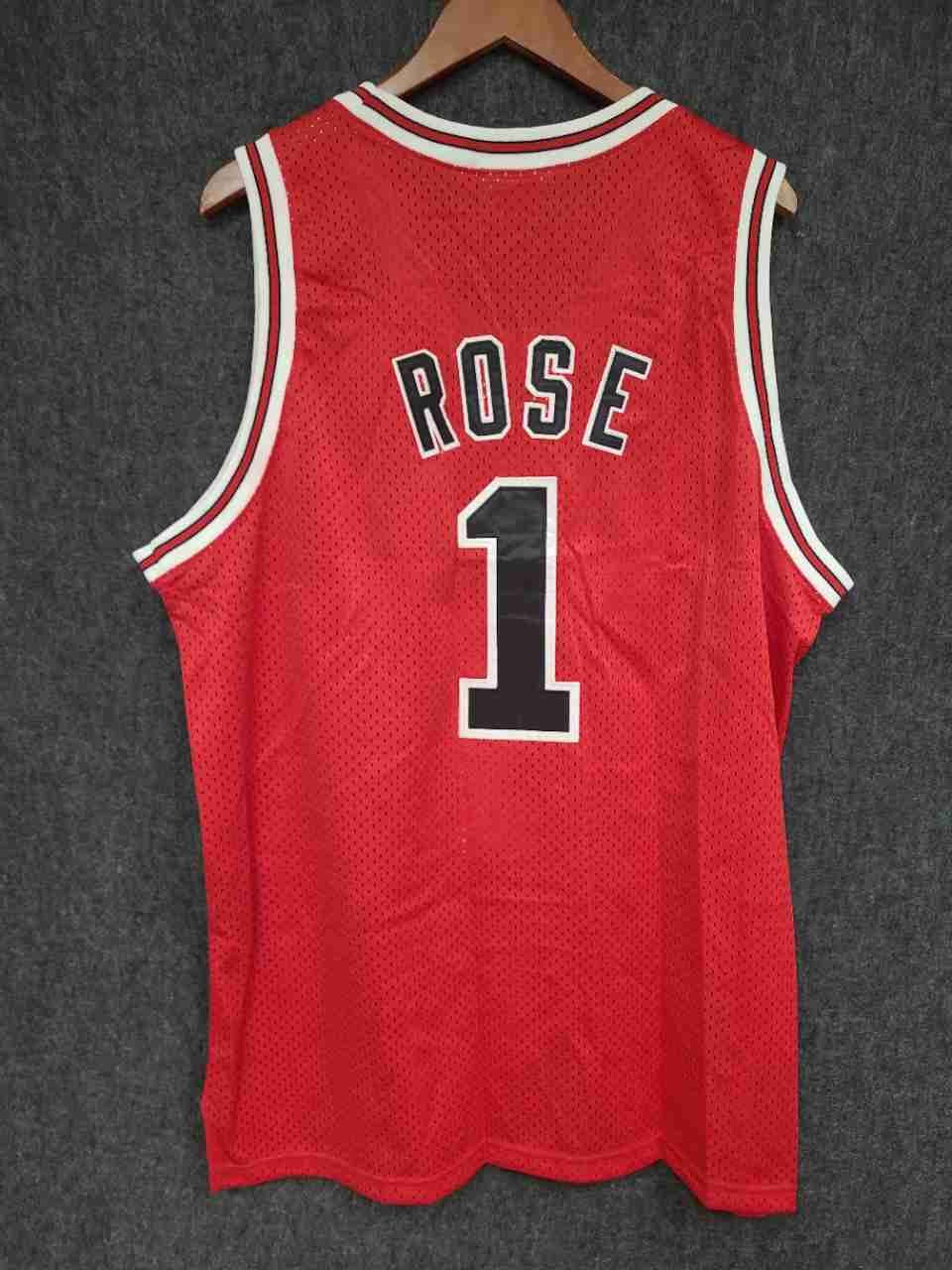 Mitchell & Ness Derrick Rose Chicago Bulls Jersey Red Hardwood Classics Sz 52