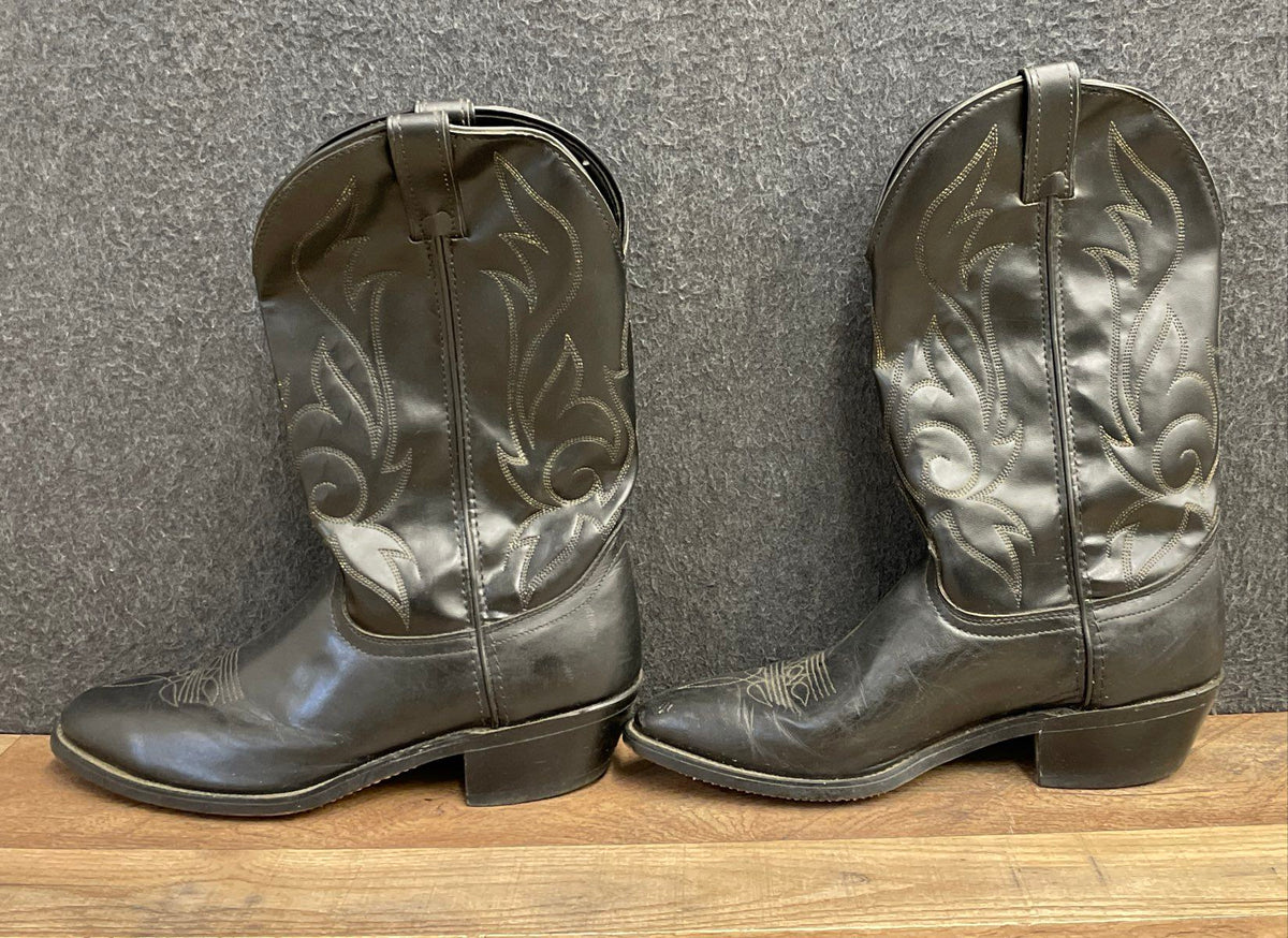 Vintage Laredo Black Leather Western Cowboy Boots Men's Size 9 EE USA