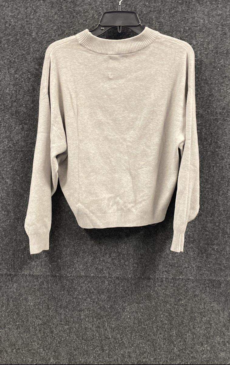 Abercrombie & Fitch Women's Beige Crew Neck V-Stitch Ribbed Knit Sweater Sz S