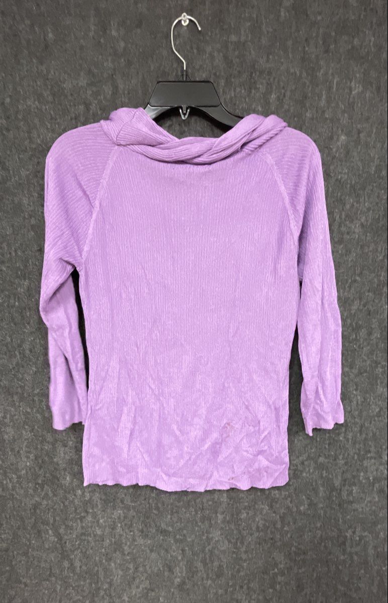 Jones New York Collection Women's Purple Cowl Neck Ribbed Twist Detail Top Sz L