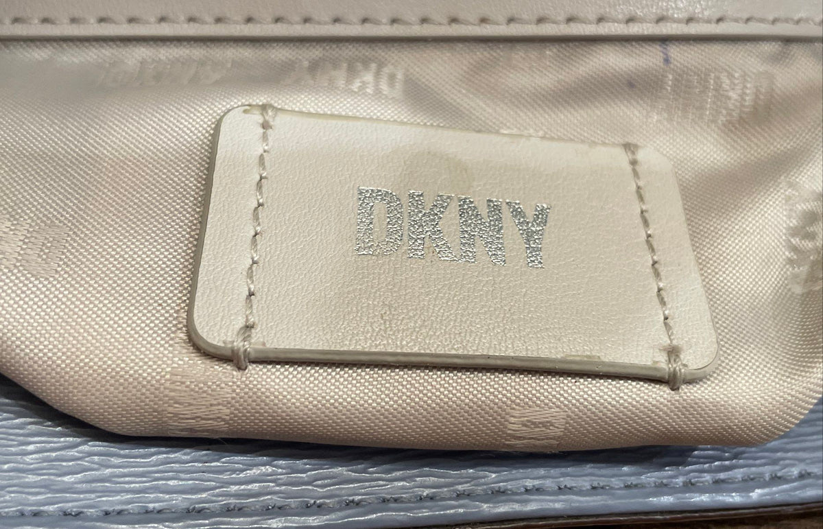 DKNY Blue Saffiano Leather Tote Bag Silver Hardware Large