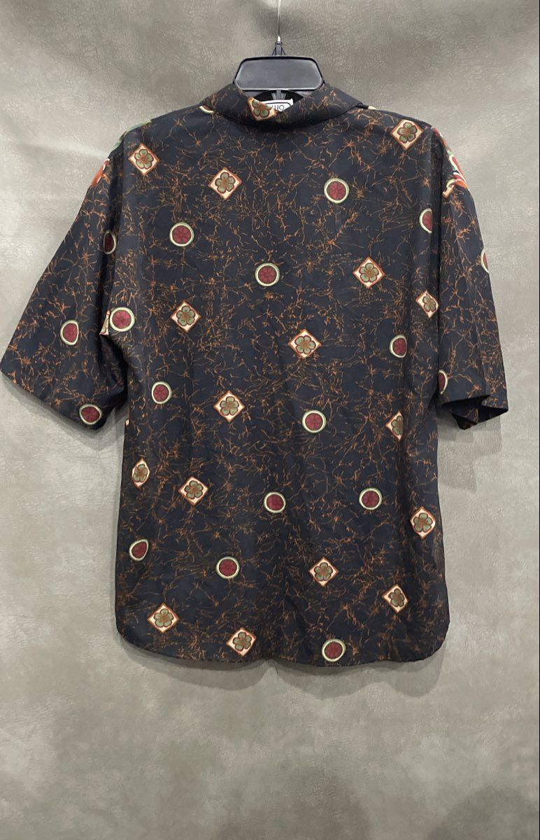 Vintage 90s Box Office Women's Black Floral Button Up Shirt Made in USA Sz M