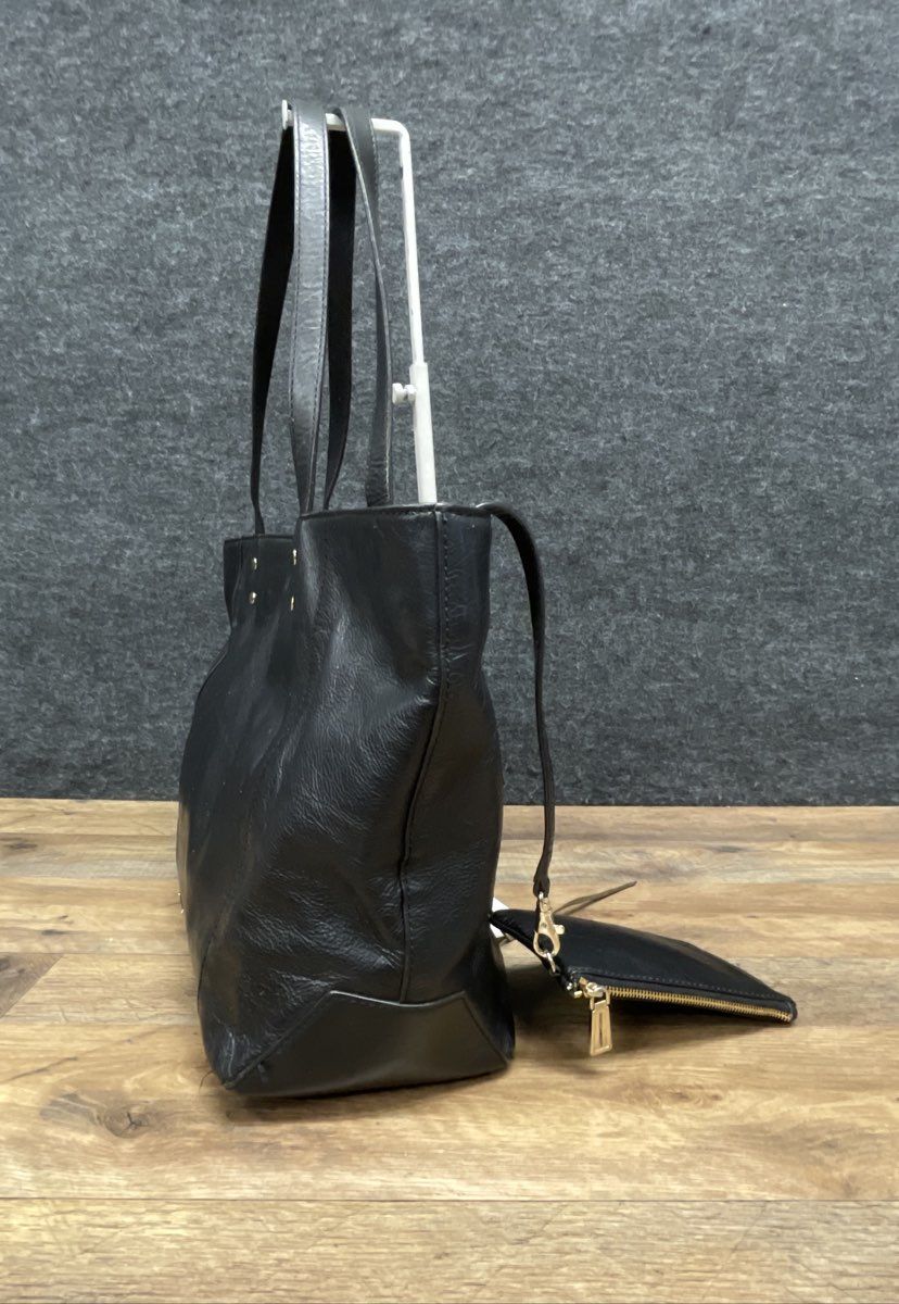 Rebecca Minkoff Black Leather M.A.B. Morning After Tote Bag with Pouch