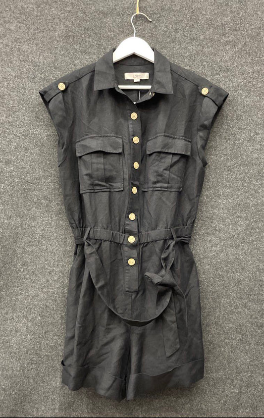 LOFT Women's Black Utility Button Front Sleeveless Belted Playsuit Romper NWT M