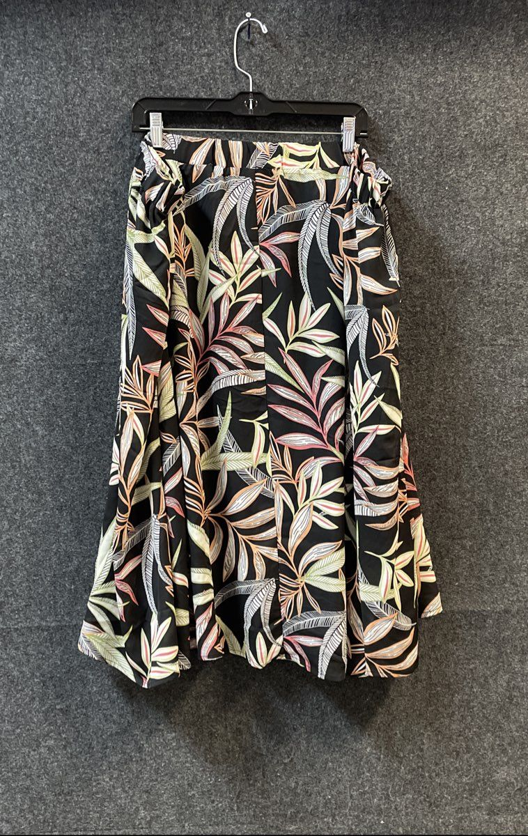 Cj Banks Women's Black Tropical Floral Leaf Print Elastic Waist Skirt NWT Sz 3X