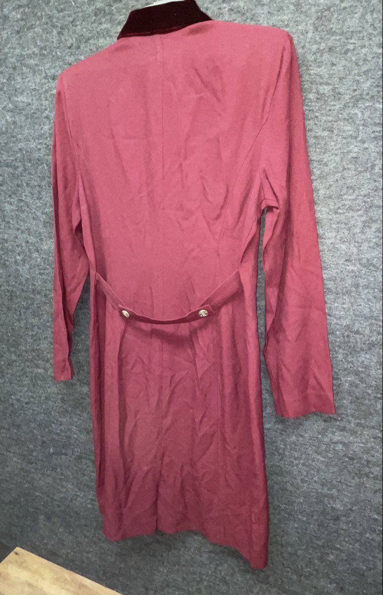 Vintage 90s Danny & Nicole Women's Burgundy Velvet Collar Coat Dress Sz 8