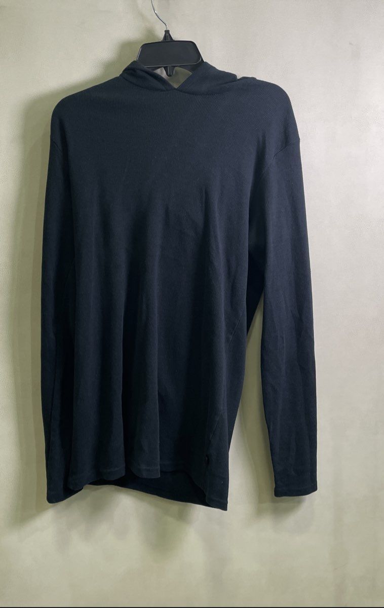 Oakley Men's Long Sleeve Hooded T-Shirt Black Thermal Waffle Knit Sz XL