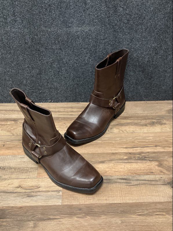 Sonoma Goods for Life Ames Men's Brown Harness Biker Boots Square Toe Size 12