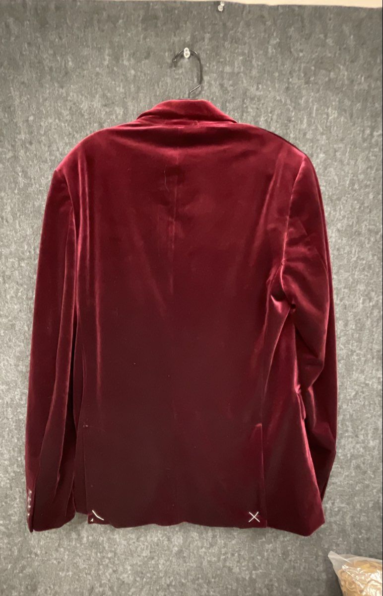 INC International Concepts Men's Maroon Velvet Slim Fit Blazer Jacket Sz L