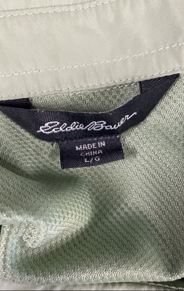 Eddie Bauer Women's Light Green Short Sleeve Outdoor Hiking Shirt Sz L