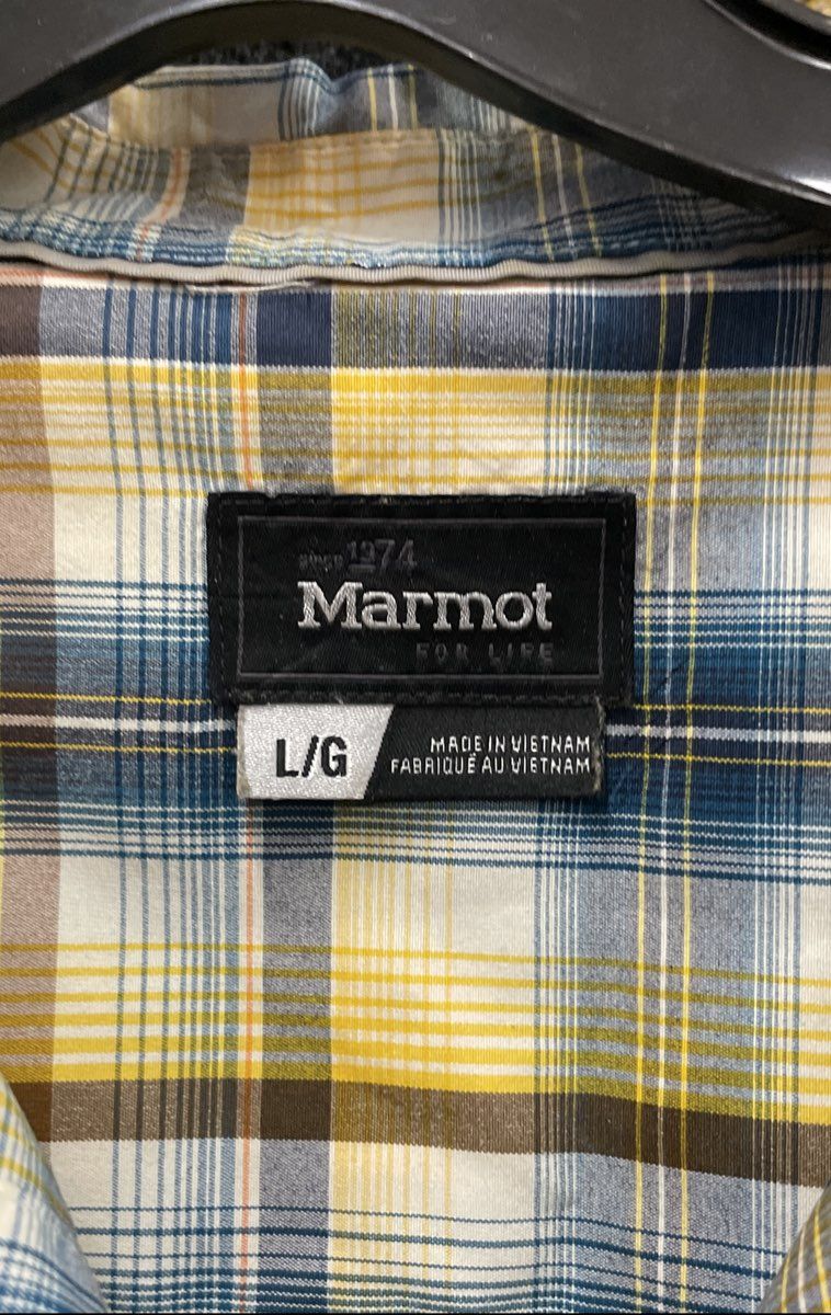 Marmot Men's Yellow Blue Plaid Short Sleeve Button Down Shirt Sz L