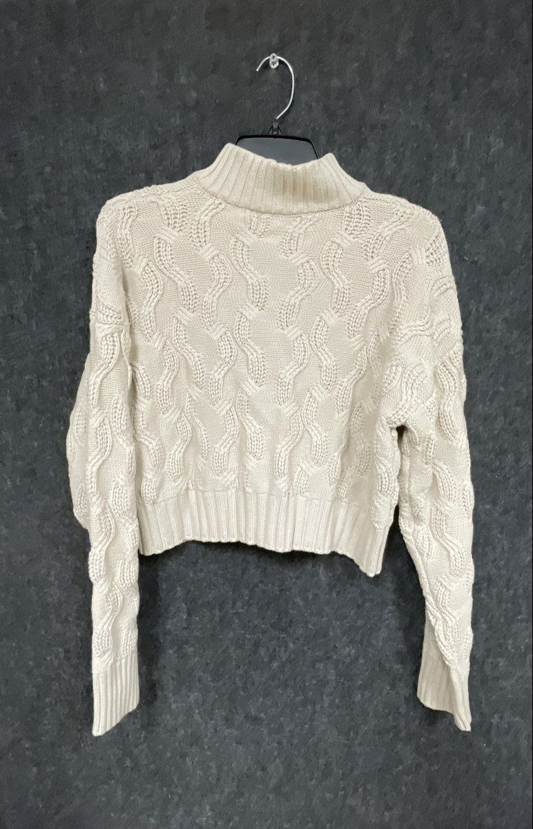 Forever 21 Women's Cream Cable Knit Zip Cropped Cardigan Leggings Set Sz M L