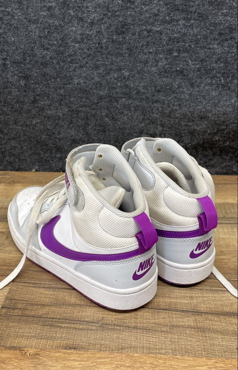 Nike Court Borough Mid 2 White Purple Grey Mid Top Sneakers Size 6Y