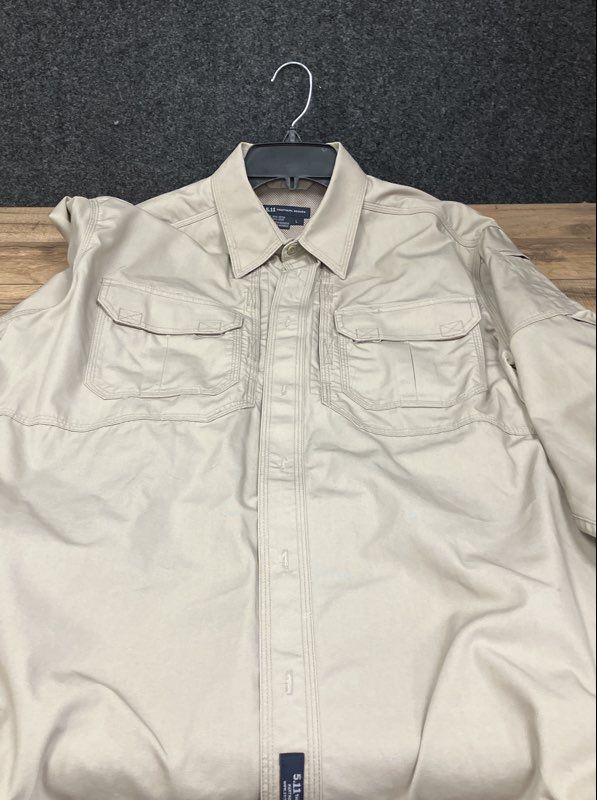 5.11 Tactical Men's Khaki Cotton Long Sleeve Vented Work Shirt 72157 Size L