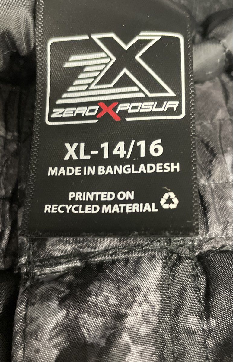ZeroXposur Boys Black Gray Camo Insulated Snow Ski Pants Cargo Pocket Sz XL