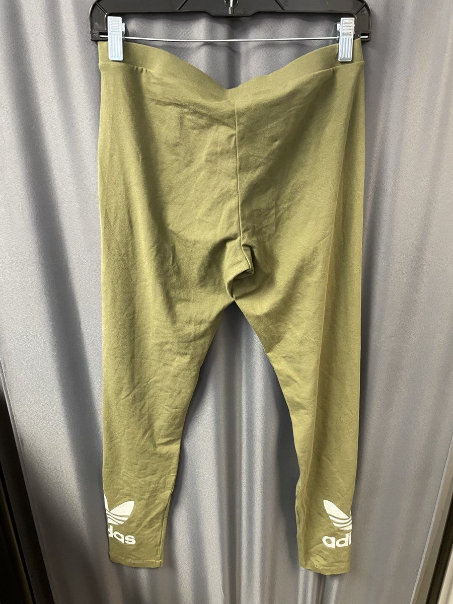 Adidas Women's Trefoil Leggings Green Olive White Logo Sz M NWT