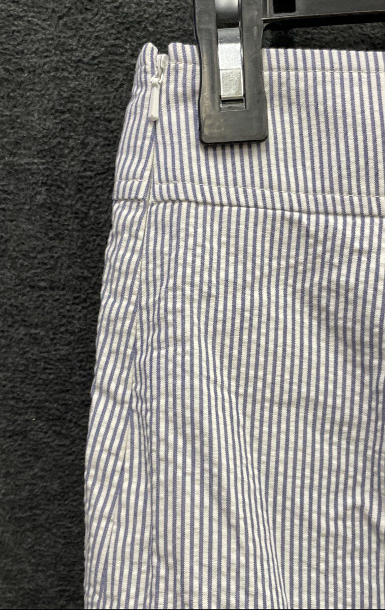 Brooks Brothers Women's Blue White Seersucker Stripe A-Line Skirt Sz 2