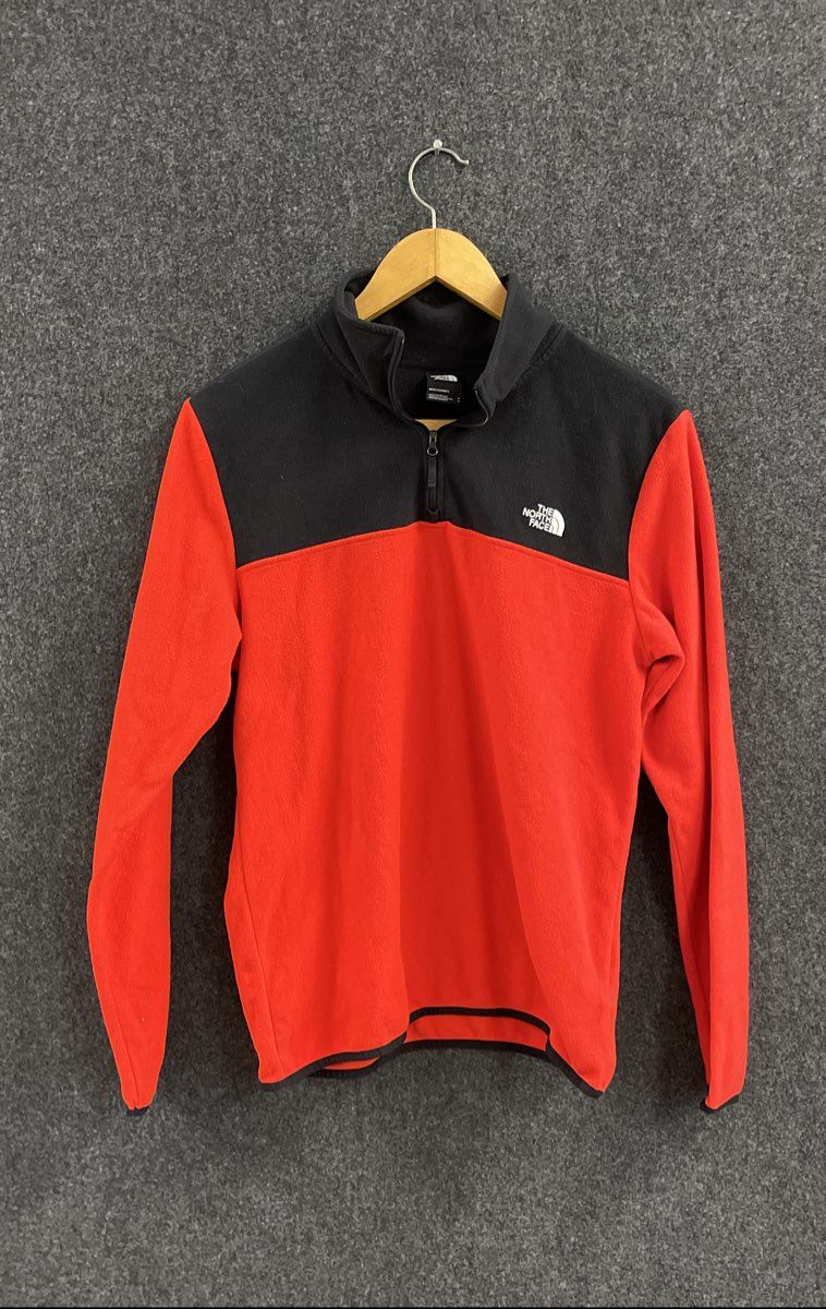 The North Face Men's Red Black TKA Glacier 1/4 Zip Fleece Pullover Size M