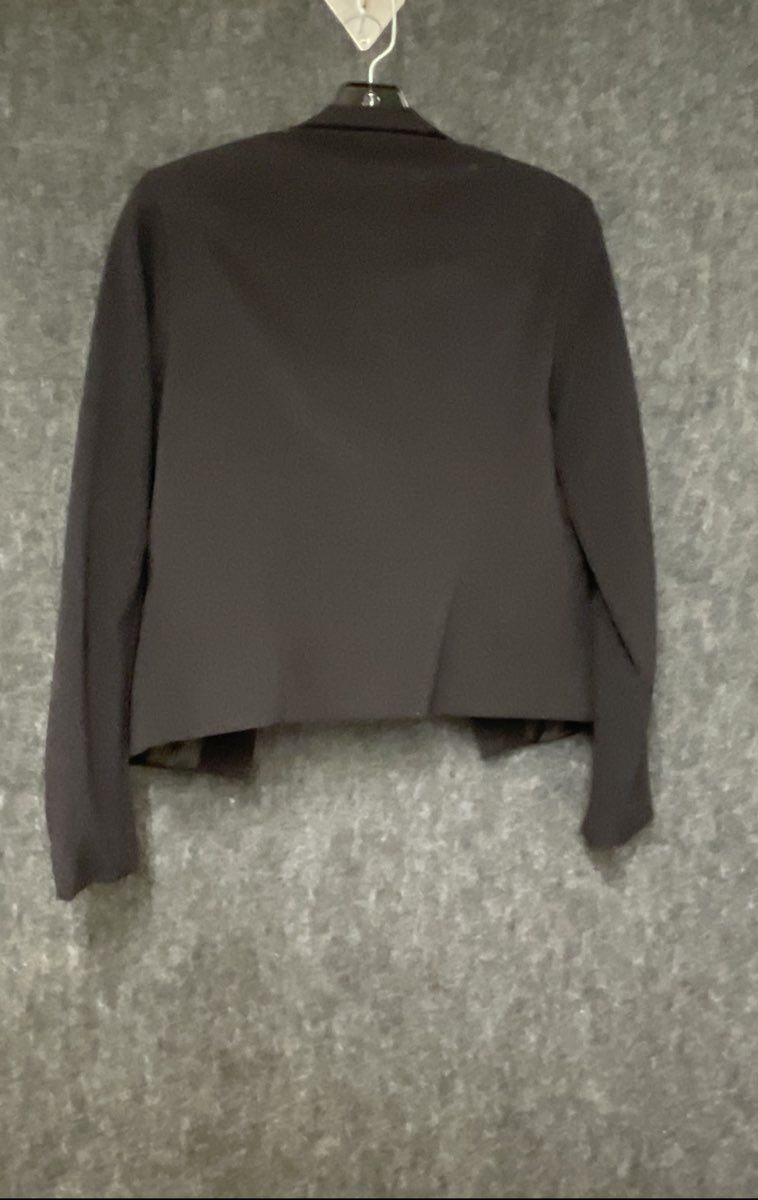 Carmen Marc Valvo Women's Black Open Front Blazer Gold Zipper Epaulettes Sz 6