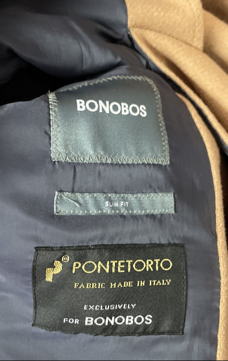 Bonobos Men's Camel Wool Blend 3-Button Topcoat Sz 38R