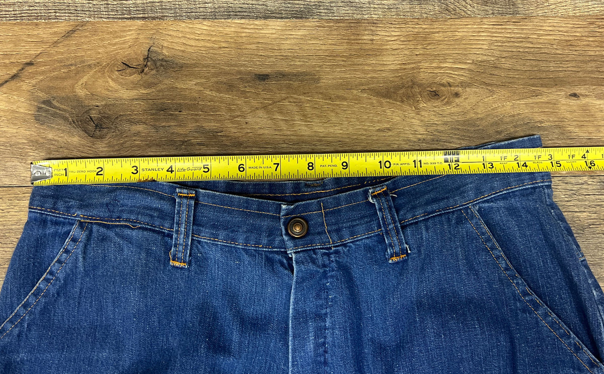 Vintage 70s Women's Blue Denim Wide Leg High Waisted Flare Jeans
