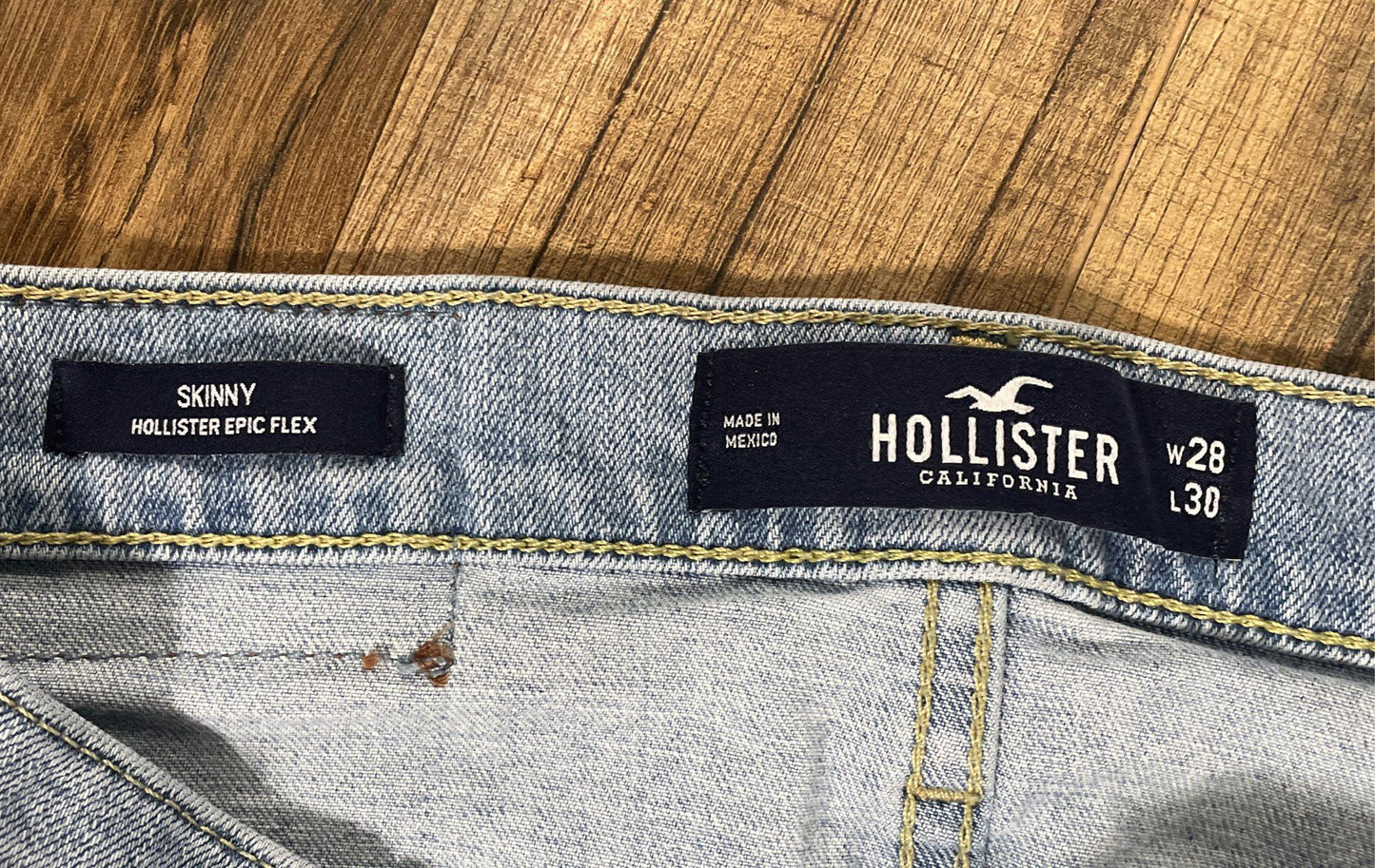 Hollister Men's Epic Flex Skinny Light Wash Blue Jeans Sz 28x30