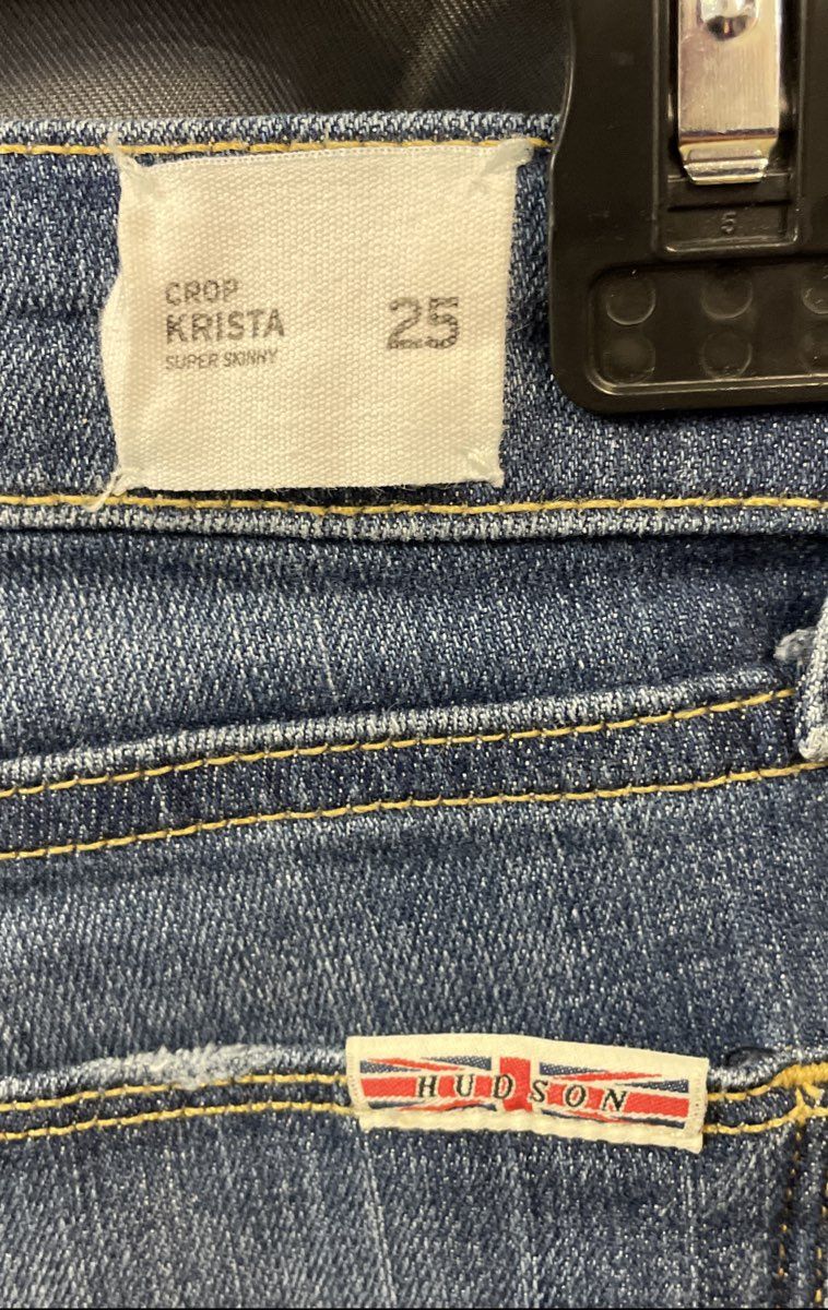 Hudson Women's Blue Krista Super Skinny Crop Distressed Ripped Jeans Sz 25