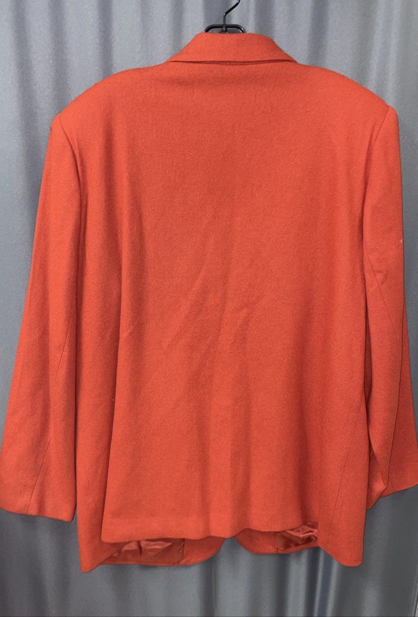 Sag Harbor Woman Women's Orange 100% Pure New Wool Blazer Suit Jacket Sz 18W