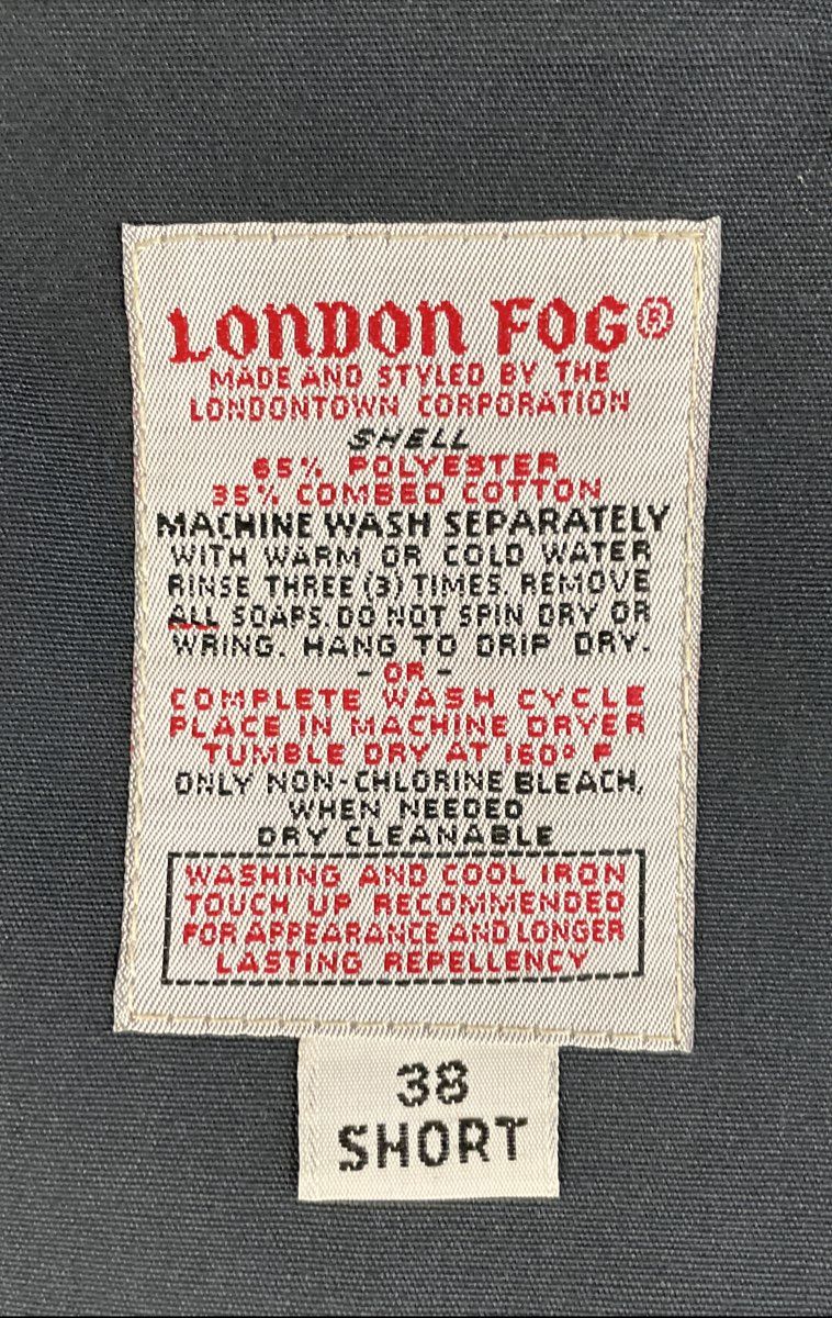 Vintage 80s London Fog Men's Gray Maincoat Trench Rain Jacket Lining Sz 38S