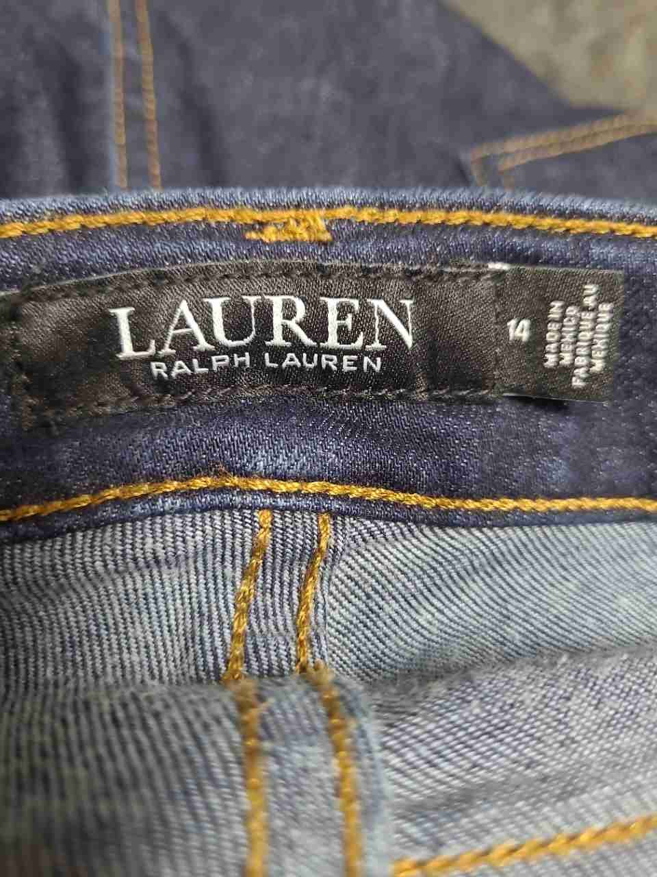 Lauren Ralph Lauren Women's Dark Wash Straight Leg Stretch Denim Jeans Sz 14