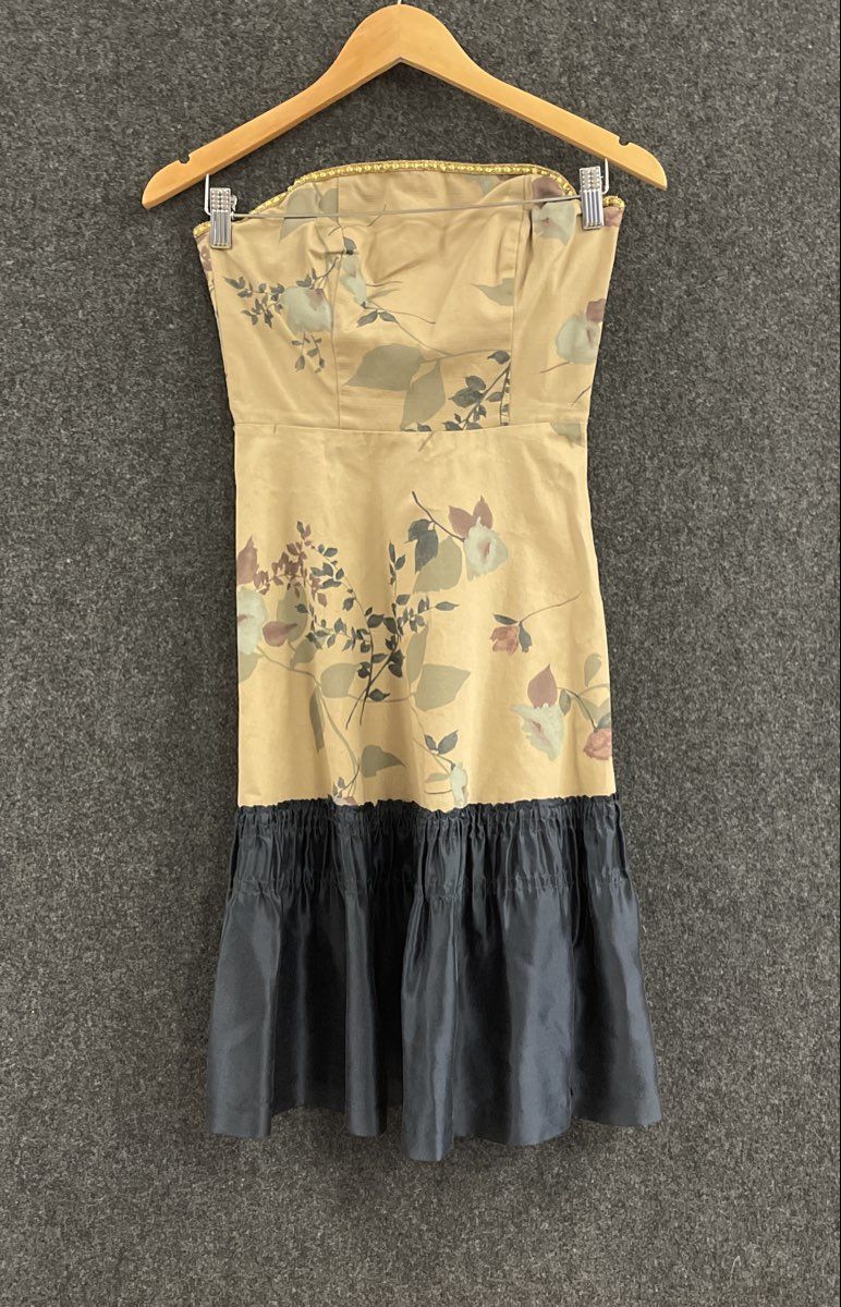 Tabitha Anthropologie Women's Winter Flame Strapless Beaded Floral Dress Sz 2