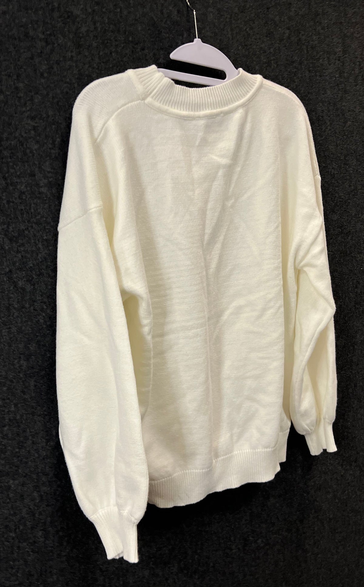 WHY DRESS Women's White Sequin Gnome Graphic Crewneck Sweater NWT Sz M