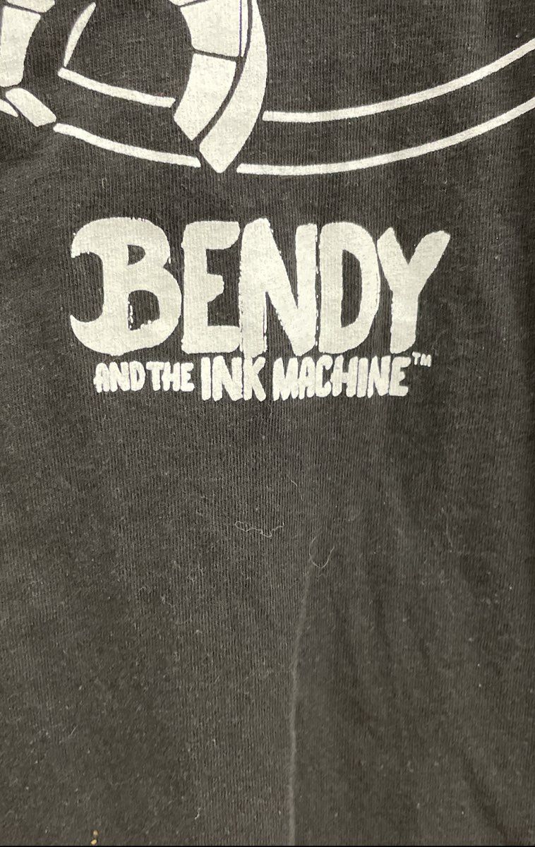 Bendy and the Ink Machine Men's Black White Raglan 3/4 Sleeve Graphic Shirt XL