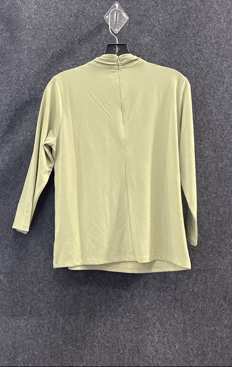 Michael Kors Women's Green Gold Bar Keyhole Neck 3/4 Sleeve Top Sz M