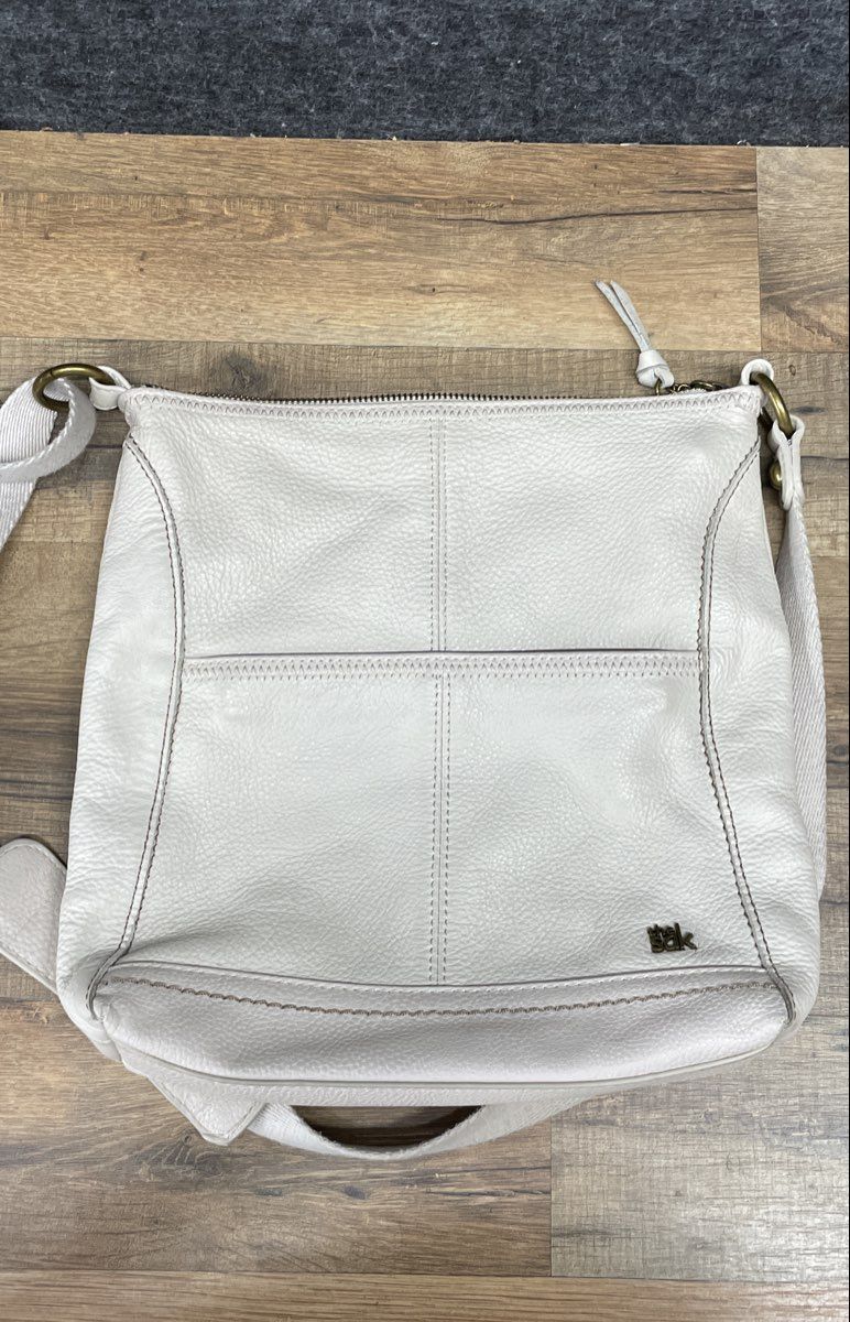 The Sak White Pebbled Leather Crossbody Bag Medium Brass Hardware