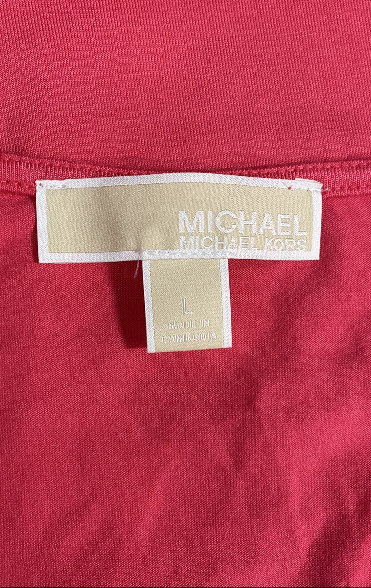 Michael Kors Women's Coral Pink Layered V-Neck Sleeveless Tank Top Blouse Sz L