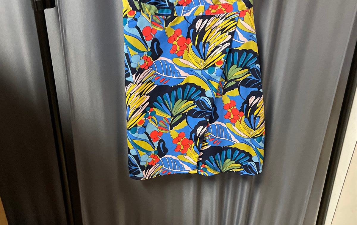 J. Crew Mercantile Women's Blue Floral Tropical Faux Wrap V-Neck Dress Sz 2