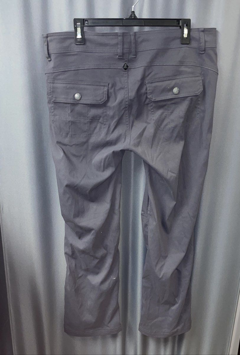 PrAna Women's Halle Dark Grey Zion Stretch Roll-Up Hiking Pants Sz 14 Short